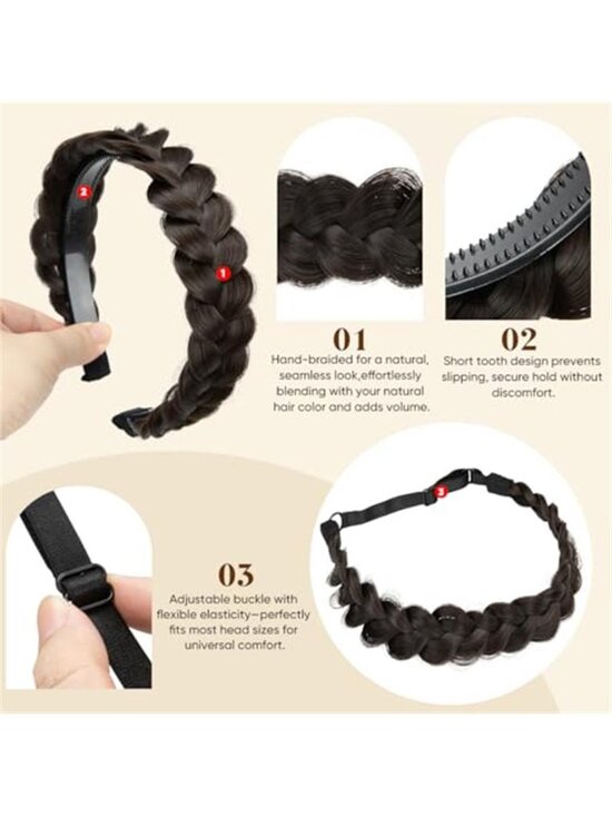 2PCs Women\'s Braided Headbands Hair Piece Synthetic Hair Hoops Head main image 4